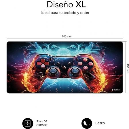 Subblim GameCore XL Alfombrilla de ratón Negro, Multicolor